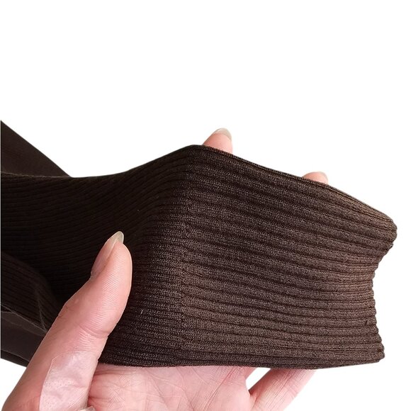 Bella Dahl Dark Brown Ribbed Long Sleeve Tie Cardigan Drop Shoulder Sz L - Picture 3 of 8